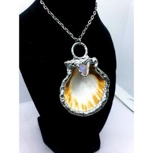 Moonstone seashell crystal necklace